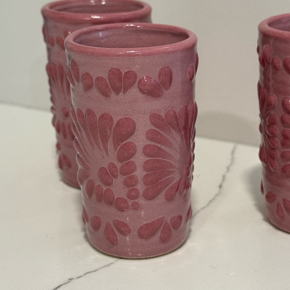 Pink Talavera Shot Glasses Ceramic Handmade in Mexico
